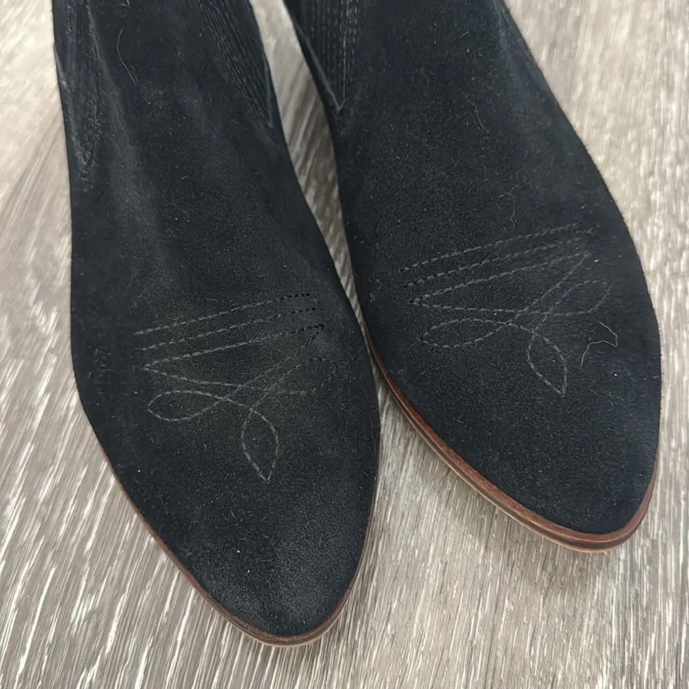 Frye And Co Suede Black Western Rubie Booties Boots Size 7 Rodeo Boho Ankle - Picture 3 of 9